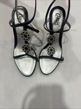Black Strappy Embellished Sandals